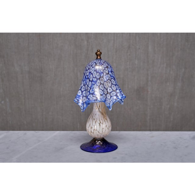 Murano Blue Millefiori Glass Lamp with Gold-Accented Base, Italy, 1970s For Sale - Image 9 of 13