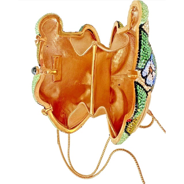 1970s 1979 Judith Leiber Frog Evening HandBag Crystal Minaudiere Purse Vintage Clutch For Sale - Image 5 of 12