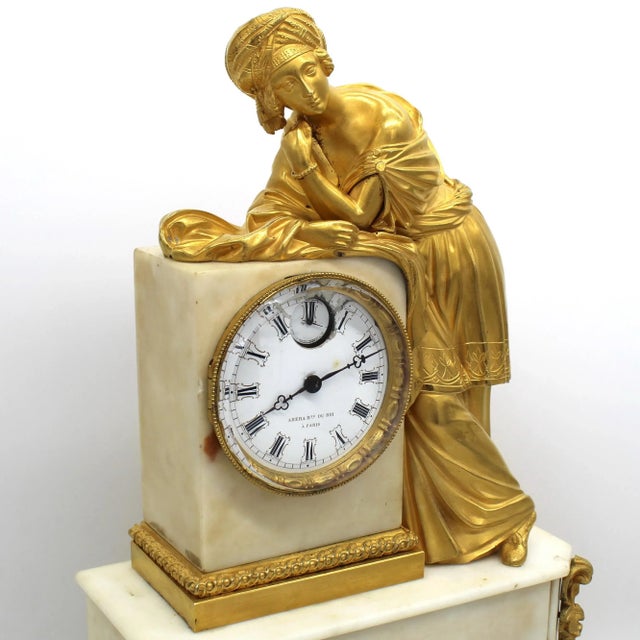 19th-Century Louis Philippe French Gilt Bronze and Marble Pendulum Clock For Sale - Image 6 of 15