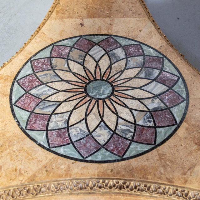 2010s Late 20th Century Neoclassical Inlaid Marble Center Table For Sale - Image 5 of 12