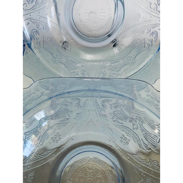 Blue Depression Glass Madrid Rimmed Soup Bowls - Set of 4 For Sale In Phoenix - Image 6 of 6