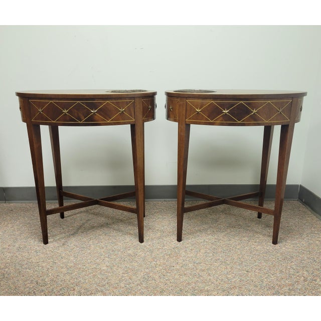 Baker Furniture Hollywood Regency Hepplewhite Style Oval Table With Inset Planter For Sale In Raleigh - Image 6 of 10