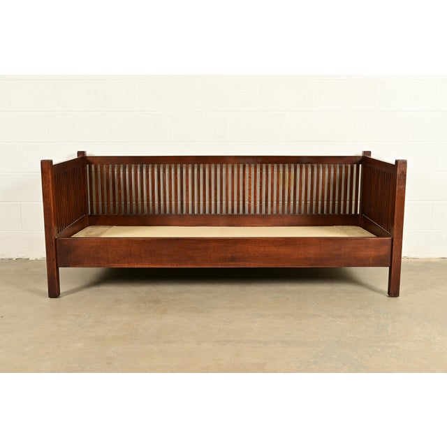 Brown Stickley Mission Oak Arts & Crafts Spindle Settle Sofa For Sale - Image 8 of 14