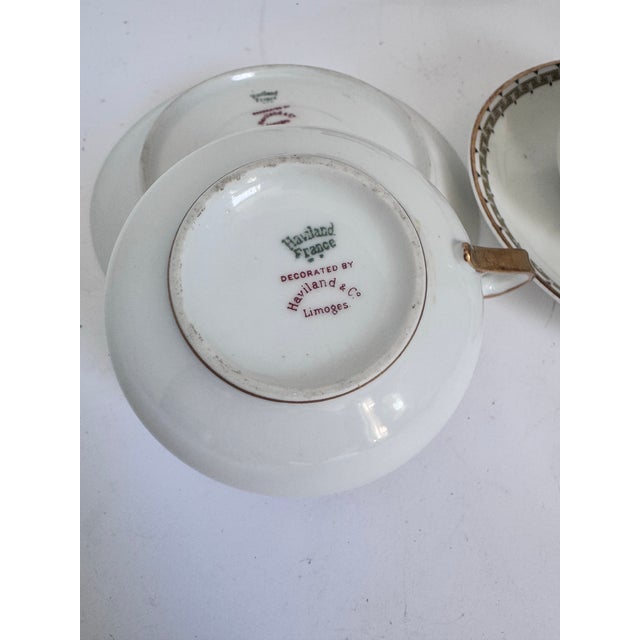 Ceramic 1910s Haviland Limoges Tea Coffee Cups, Gold and Black Greek Key - Set of 4 For Sale - Image 7 of 9