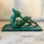 1930s Egisto Fantechi Art Deco Green Ceramic Italian Sculpture of a Fawn For Sale - Image 4 of 12