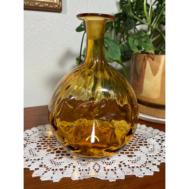 Vintage 1969 Blenko Lemon #6916 Handblown Amber Glass Decanter For Sale - Image 9 of 10