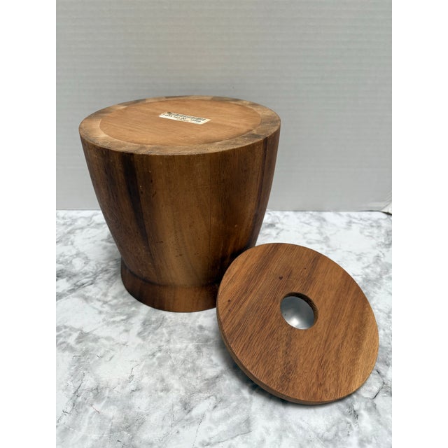 Wood Vintage Midcentury Insulated Wood Ice Bucket For Sale - Image 7 of 8