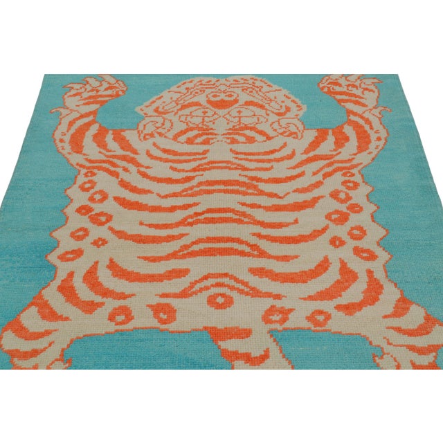 Hand-knotted in wool, this 4x6 modern tiger skin rug originating from Turkey, is a bold addition to the Rug & Kilim Tiger...