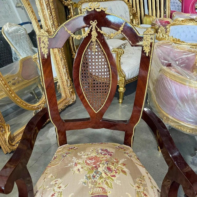 French Style Side Chairs With Gold Details- Set of 2 For Sale - Image 9 of 9