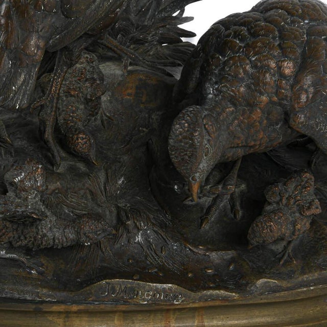 Metal Antique Bronze Bird Family Grouping Sculpture by Jules Moigniez, French Animalier, Late 19th Century For Sale - Image 7 of 8