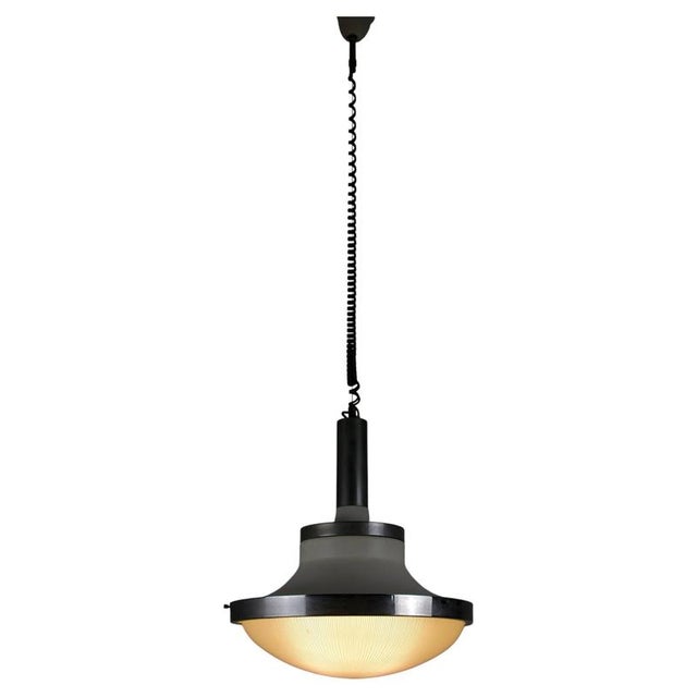 Chrome and Ribbed Glass Pendant Lamp in the style of Sergio Mazza for Artemide, 1960s For Sale - Image 11 of 11