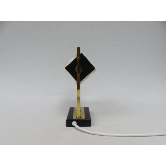 Small Mid-Century Brass, Black & White Bedside Table Lamps, 1950s, Set of 2 For Sale - Image 14 of 18