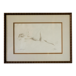 1968 Artist’s Proof Figurative Nude Print “Stretching” Signed Shelly Fink