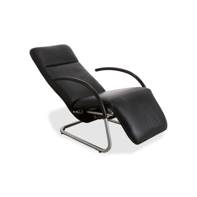 Fino Leather Armchair in Black with Manual Reclining Function by Franz Fertig For Sale - Image 4 of 18
