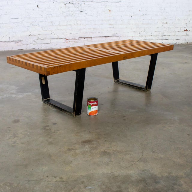 Early Mid Century Modern George Nelson Platform Bench for Herman Miller Maple Slats Black Painted Legs For Sale - Image 18 of 18