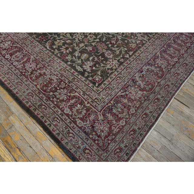 Fantastic Chocolate Brown Color and Floran Desing Antique Persian Khorassan Moud Rug For Sale - Image 10 of 15