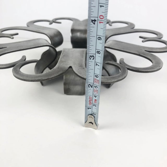 Georg Jensen Mid-Century Vintage Eskilstuna Sweden Swedish Brushed Metal Candle Holder For Sale - Image 4 of 8