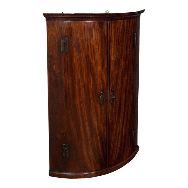 1750's Antique Bow Front Corner Cabinet For Sale