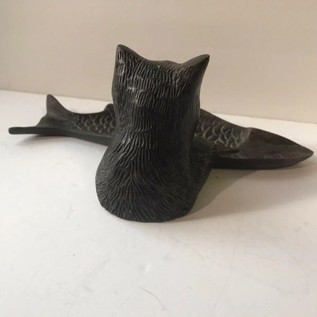 Modern 1980s Bronze Cat & Fish Pen Tray For Sale - Image 3 of 6