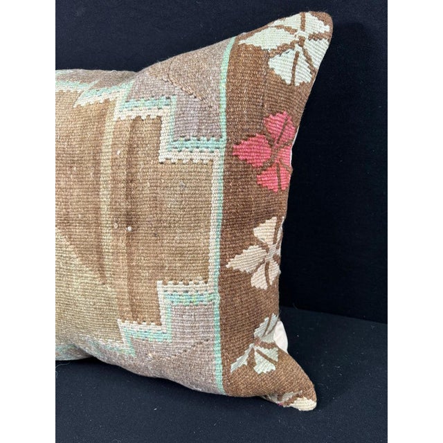 Contemporary Turkish Hemp Pillow Cushion Natural Mint Green Brown Pillow Cushion Cover 24"x24" For Sale - Image 3 of 4