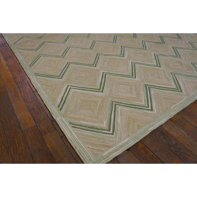 2010s 2010s Soft Color Zig Zag Modern Contemporary American Hooked Rug 6' X 9' Handwoven Wool Carpet For Sale - Image 5 of 5