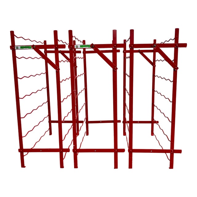 Vintage Red Metal Wine Racks by Blot Galland - Made in France For Sale