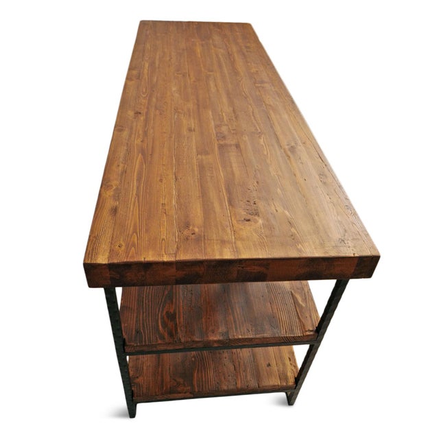 Reclaimed Wood & Iron Shelf Desk For Sale - Image 4 of 8