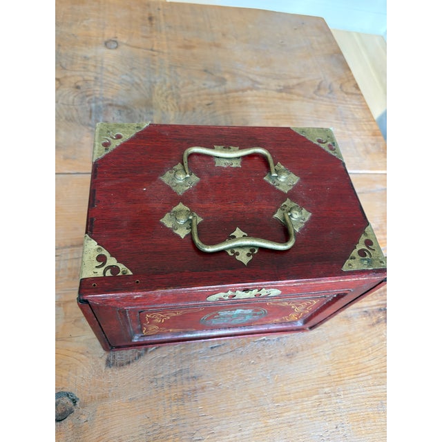 Vintage Chinese Mahjong Set, Bone & Bamboo Tiles, 5-Drawer Rosewood Case With Brass Hardware For Sale - Image 11 of 13