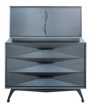 Steel Grey Metallic Lacquer Five-Drawer Chest by Albe Fine Furniture $7,500