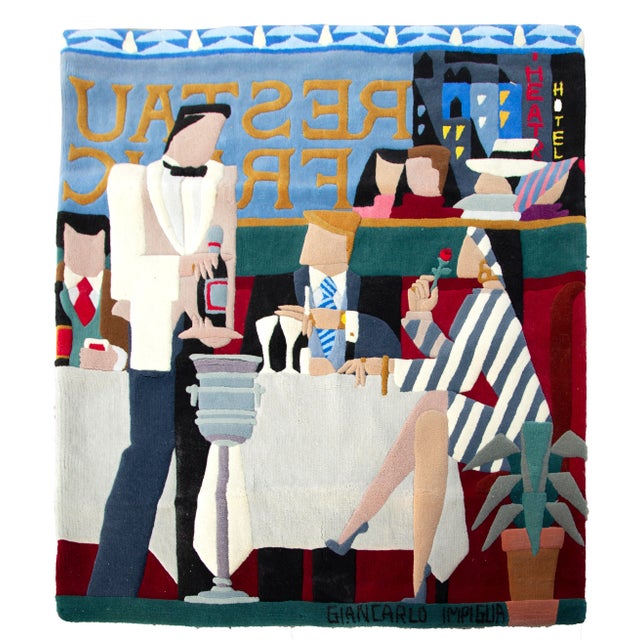 Giancarlo Impiglia, "Dinner for Two", Wool Tapestry For Sale
