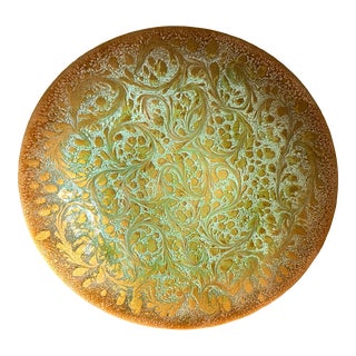 Mid Century Amber & Celadon Enameled Copper Bowl by Godfrey Hildebran Coppercrafts For Sale