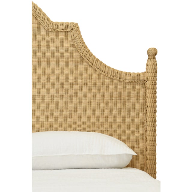 2020s Matthew Izzo Home Chamberlain King Arched Headboard, Side Rails, and Footboard in Rattan With Wood Feet For Sale - Image 5 of 8