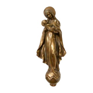Art Deco Brass Wall Sculpture, Maria with Child For Sale