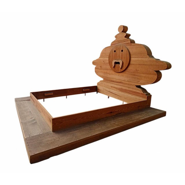 Wood Bocca Della Verita Double Bed by Mario Ceroli for Poltronova, Italy, 1970s For Sale - Image 7 of 9