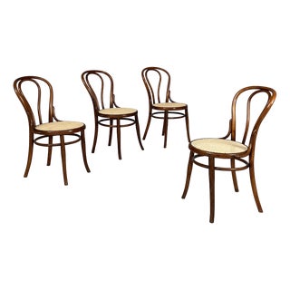 Italian Chairs in Wood and Straw, 1900s, Set of 4 For Sale