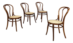 Italian Chairs in Wood and Straw, 1900s, Set of 4