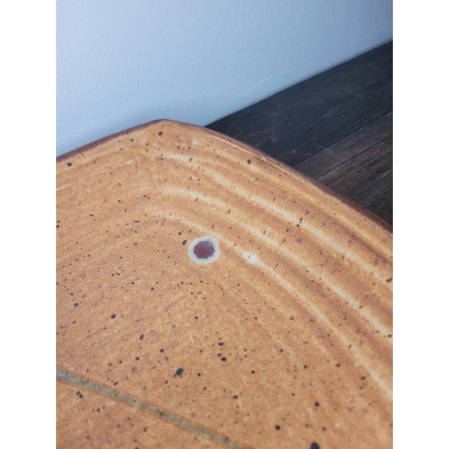 Late 20th Century Large Studio Art Pottery Platter With Oxblood Floral Motif For Sale In Mobile - Image 6 of 12