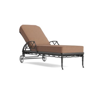 Brown Jordan Calcutta Adjustable Chaise Lounge, Textured Pewter frame with Fusion Clay fabric For Sale