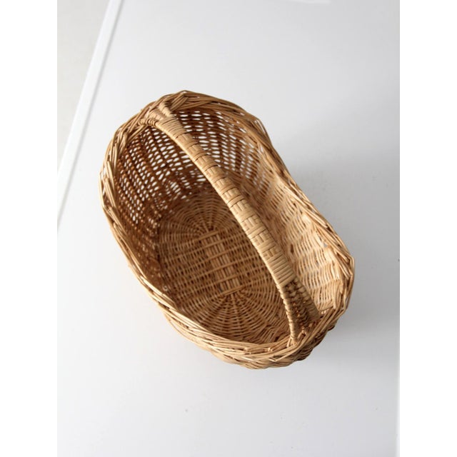 Wood Vintage Wicker Gathering Basket For Sale - Image 7 of 11