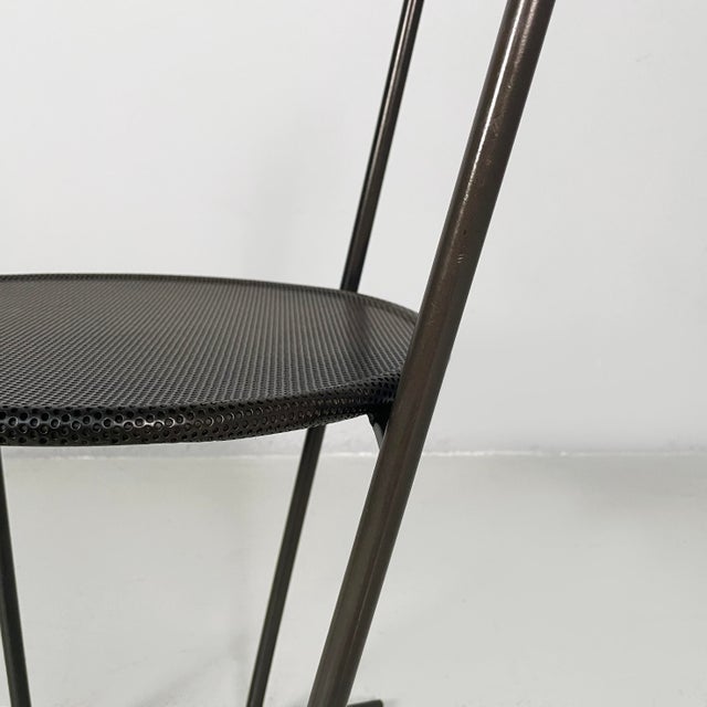 Italian Modern Black Metal Chairs by Emilio Nanni for Fly Line, 1980s, Set of 4 For Sale - Image 12 of 18