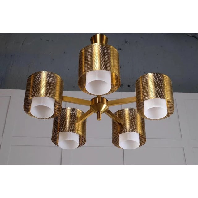 Brass Ceiling Lamp attributed to Holger Johansson, Sweden, 1960s For Sale - Image 6 of 11
