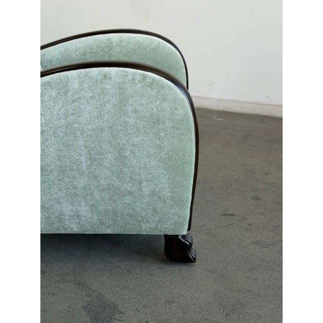 1960s Arched Chairs in Mint Blue Mohair For Sale - Image 11 of 15