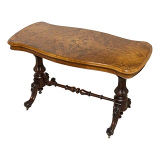Victorian Walnut Stretcher Table, 1880s For Sale