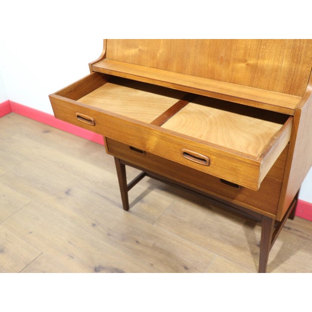 Mid Century Modern Vintage Teak Secretaire Bureau Desk Danish Style For Sale - Image 13 of 15