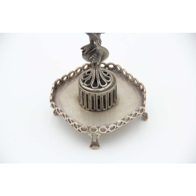 Silver Toothpick Holder with Bird, in Good conditions. Designed 1920 to 1949