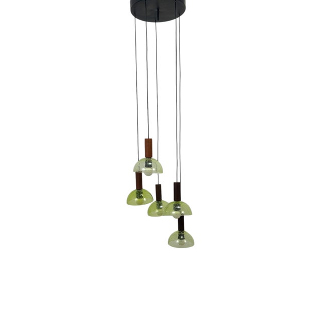 Teak and Murano Glass Pendant Lamp, 1960s For Sale - Image 6 of 10