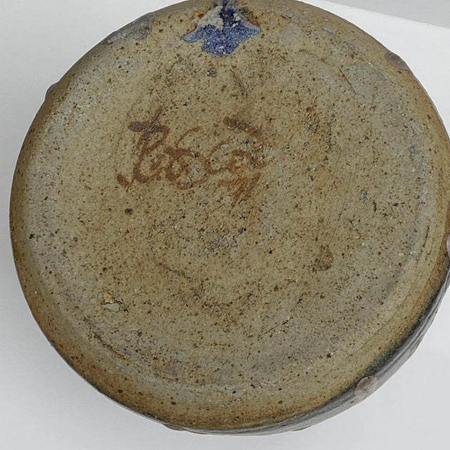 Ceramic Vintage 1972 Blue Drip Glazed Ceramic Extra Large Jug/Pitcher Signed and Dated by Artist For Sale - Image 7 of 8