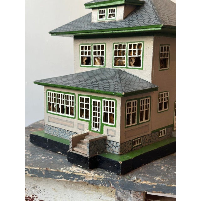 1940s Vintage Folk Art Model American "Foursquare" Style Home, Circa 1940s For Sale - Image 5 of 12