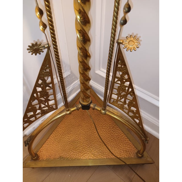 Brass Illuminate Your Home With a True Masterpiece of Historic Design: A Rare Stunning 1890 Late Victorian and Art Nouveau Floor Lamp. For Sale - Image 8 of 12