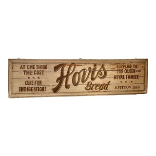 Late 1800s Antique Victorian English Monumental ‘Hovis Bread’ General Store Trade Advertising Sign, Hand Painted on a Door Panel For Sale